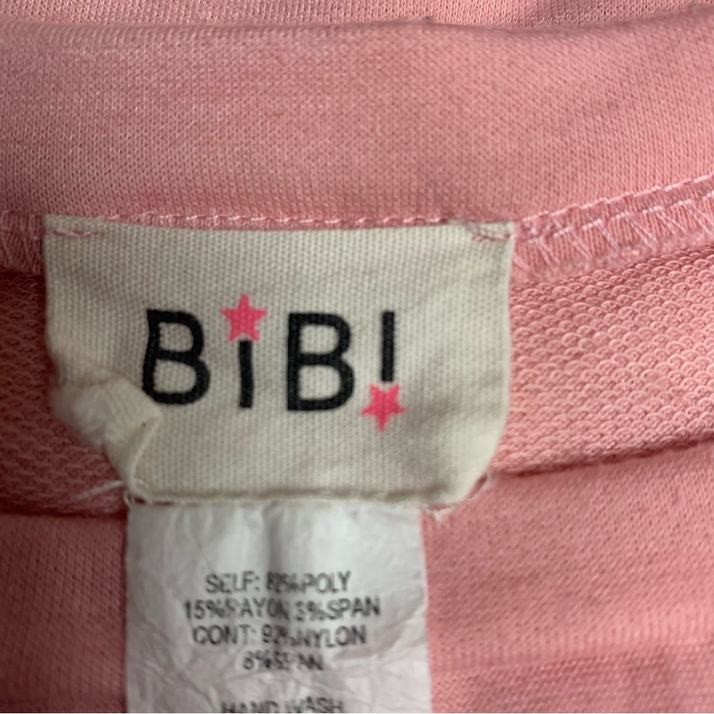 BiBi pink/cream top size small lace sleeves sweatshirt feel lightweight - Picture 7 of 9